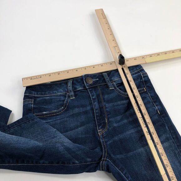 American Eagle Hi Rise Jegging 4 REG (Actual 27W 28.5L) Cut Off Distressed Jeans - Picture 5 of 8